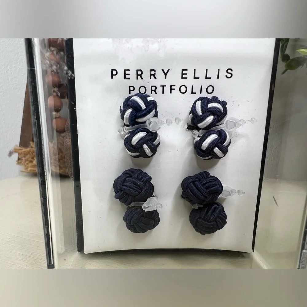 Brand New-Perry Ellis Portfolio Men's Silk Knot Cufflinks